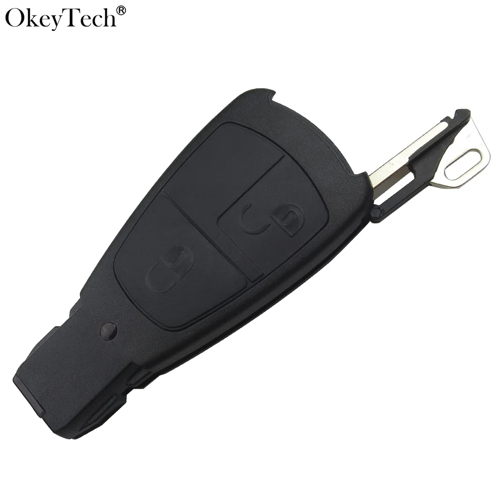Okeytech 2 кнопки умный Автомобильный ключ дистанционного управления Contrlo ключ оболочка для Benz Mercedes C180 1998-2004 W202 смарт-карта оболочка с лезвием
