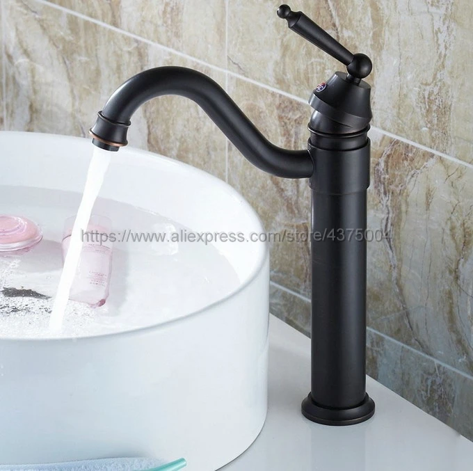 Bathroom Black Oil Rubbed Brass Basin Faucet Single Handle Bathroom Sink Faucet Cold and Hot Mixer Water Nhg019