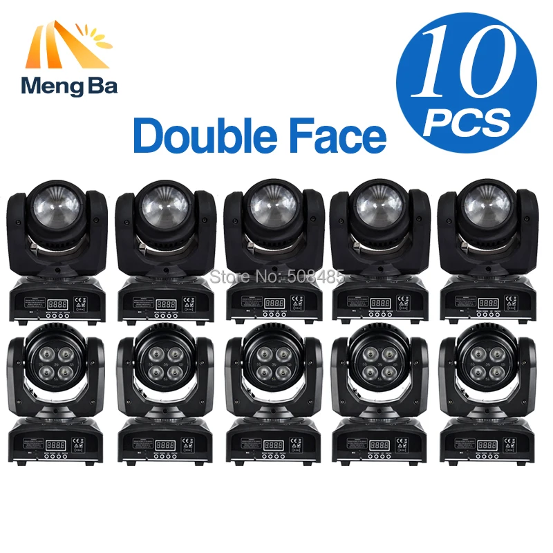 

10PCS Double Sides LED 1x10w RGBW + 4x10w RGBW Beam/Wash Light DMX512 Moving Head Light Professional DJ /Bar /Party /Show