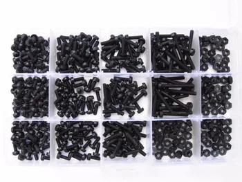 

870pcs M2 M2.5 Nylon Screws Nuts Washer Phillips Head Assortment Kit Set Bolt Black