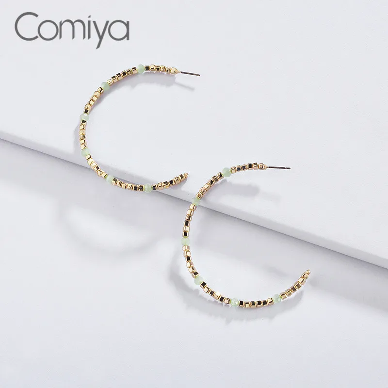 

Comiya Ethnic Beads Earrings Acrylic Personality India Long Jewelry Zinc Alloy Boucles D'Oreilles Femmes Stud Earring Women