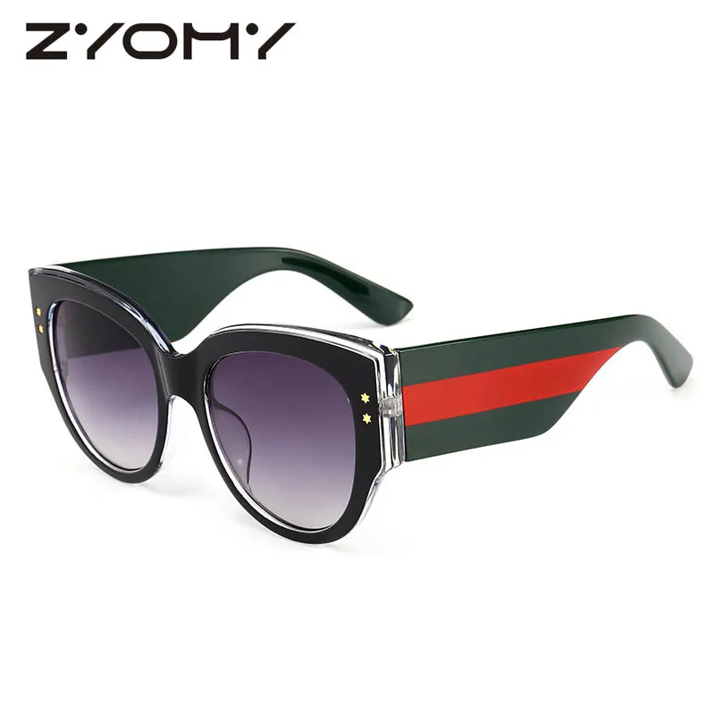 

Luxury Brand Big Frame Sunglasses Women Translucent Striped Glasses Gradient Color Goggles Retro Round Frame Gafas De Sol Mujer
