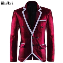 MarKyi fashion 2018 spring double breasted mens blazer jacket plus size 6XL pantched glitter men blazer slim fit MarKyi fashion 2018 spring double breasted mens blazer jacket plus size 6XL pantched glitter men blazer slim fit