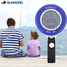 SUNROAD Altimeter Thermometer Fishing Watch IPX4 Waterproof Digital Sports Barometer LCD Mini Fish Finder With Carabiner Watches