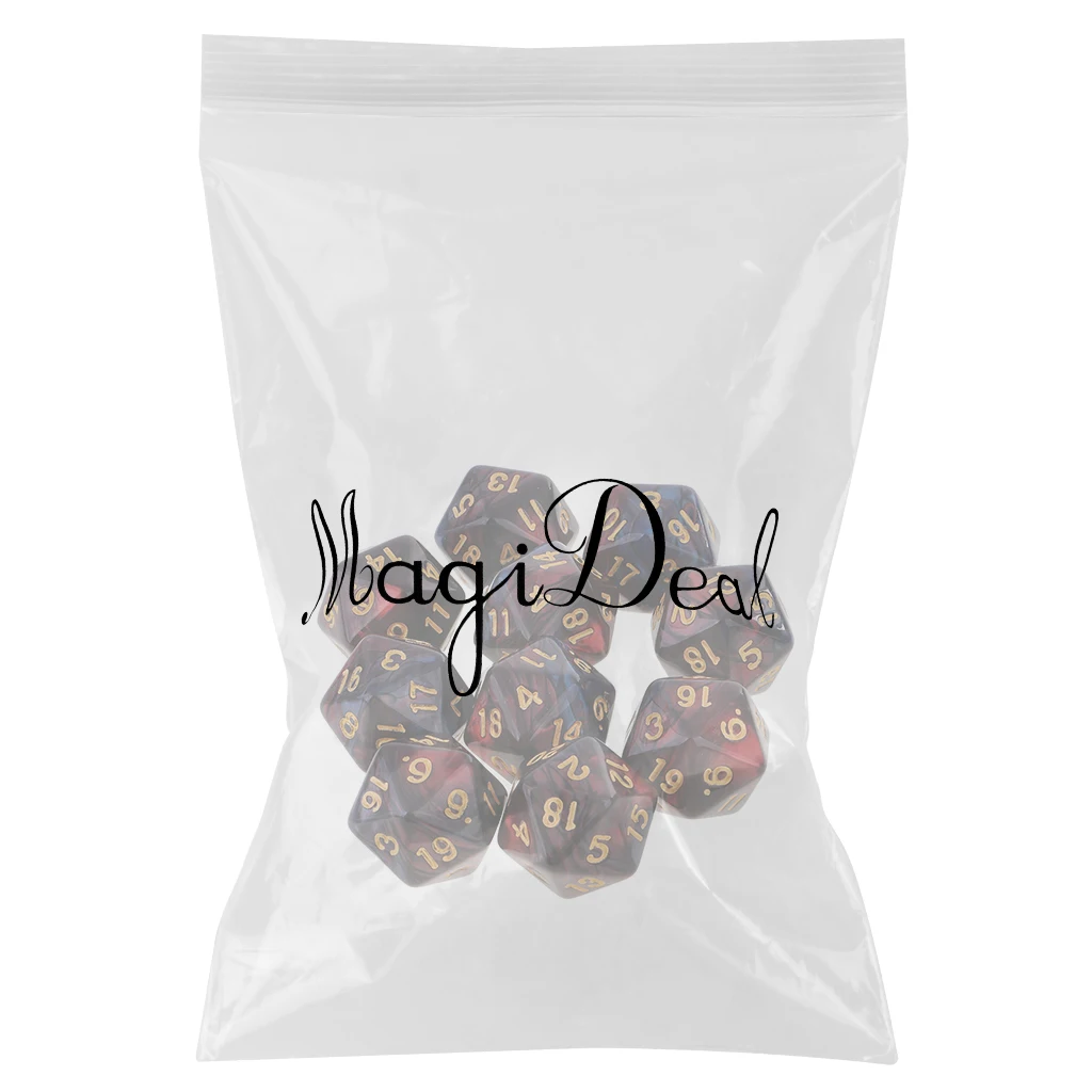 10pcs 20 Sided Dice D20 Polyhedral Dice for Dungeons and Dragons Game Role Playing Game High quality Red Blue