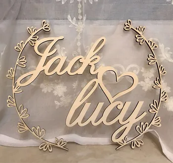 

Wreath Wedding Sign Custom Wooden Personalized Name Sign Wedding Welcome Door Sign Country Wedding Decoration