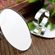 30x40 мм, 5 шт./лот, 6 цветов, латунные, Овальные, регулируемые кольца, пустые/Базовые, подходят 30x40 мм, стеклянные кабошоны