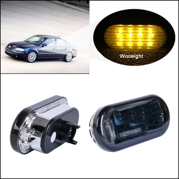 

Wooeight 1 Pair Amber Light LED Turn Signal Light Side Marker Lamp For VW Passat B5 B5.5 Jetta Golf Bora MK4 Passat Smoked Lens