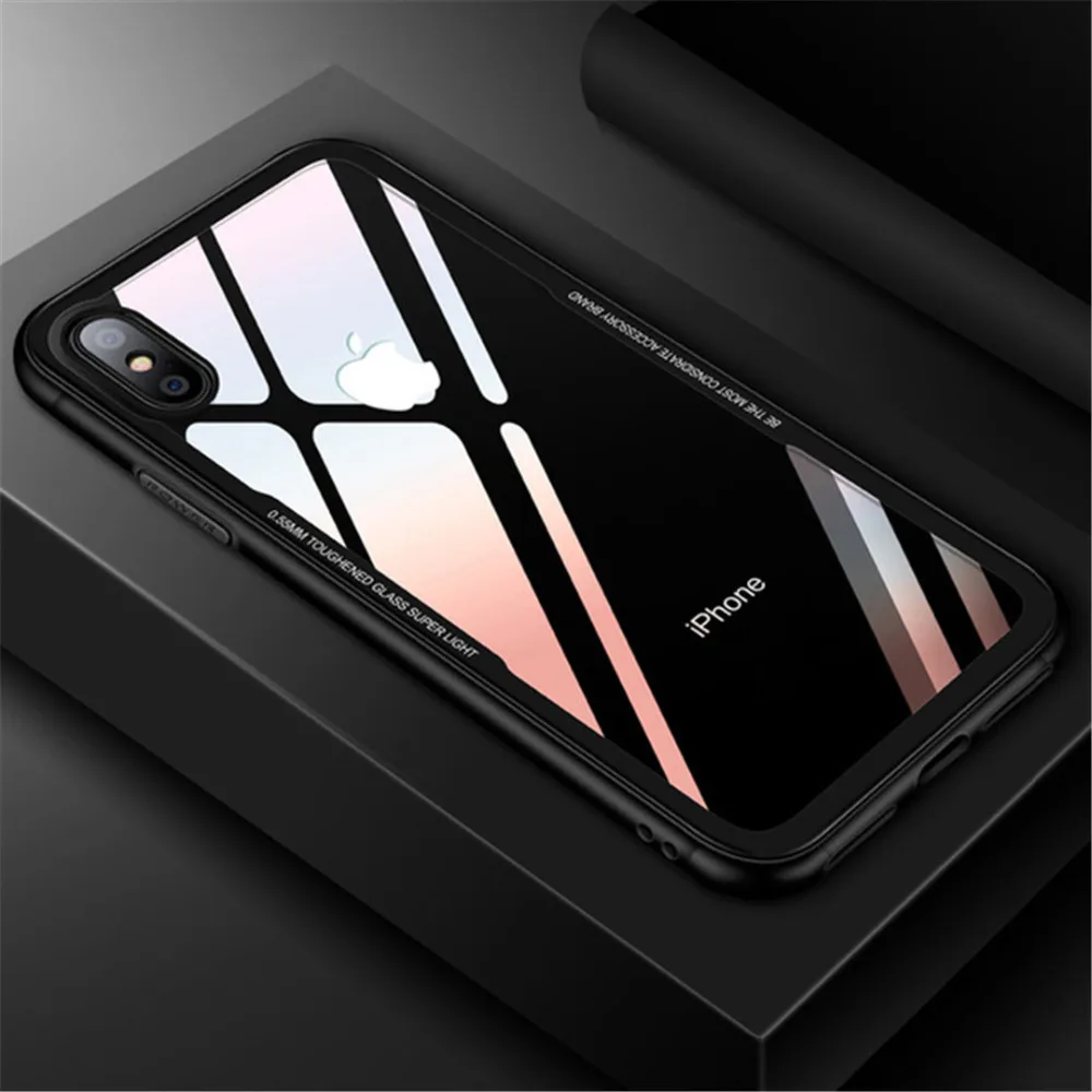 

Transparent Glass Phone Case For iPhone X XS Max XR Protective Tempered Glass Phone Case For iPhone X XS Max XR 8 7 6 6s Funda