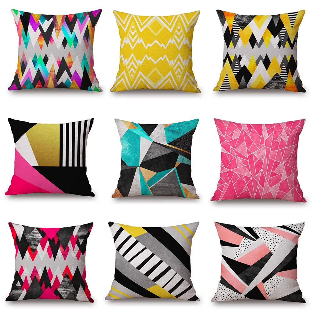 

Rainbow Geometry Pop Art Travel Neck Pillowcase Linen Bed Pillow Cover Couch Seat Cushion Throw Pillow Home Decoration Gift