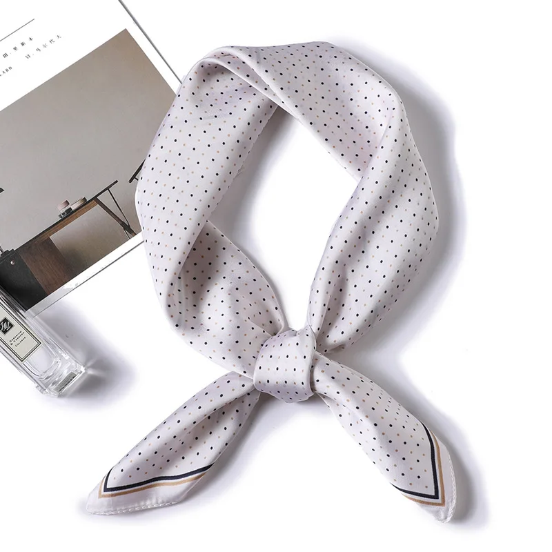 

2019 Women's Square Silk Scarf Dot Print Summer Shawls Wraps Ladies Bandana Female Hijabs Scarf Foulard Headband 70*70CM
