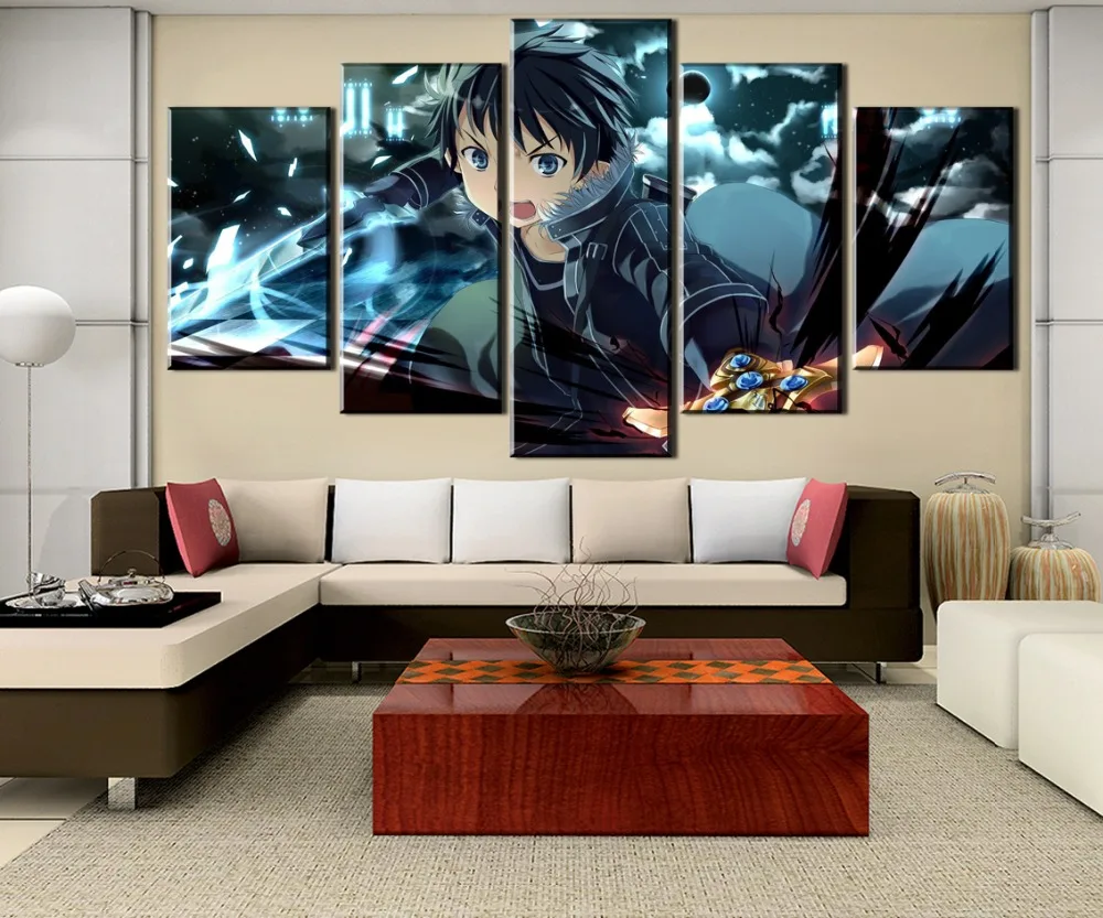 Waliicorners 5 Piece HD Print Large Sword Art Online Anime Cuadros Decoracion Paintings on Canvas Wall Art for Home Decorations Wall Decor 9 HTB1Ga45LNTpK1RjSZFMq6zG VXah