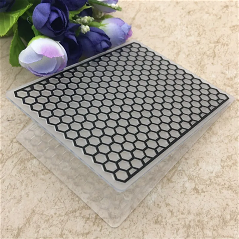 

Honeycomb geometric Plastic Embossing Folder For Scrapbook DIY Album Card Tool Plastic Template