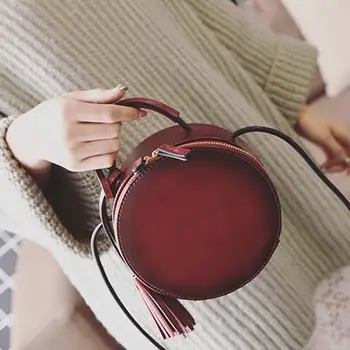 

HOT Circular Design Fashion Women Shoulder Bag Leather Women's Crossbody Messenger Bags Ladies Purse Female Round Bolsa Handbag