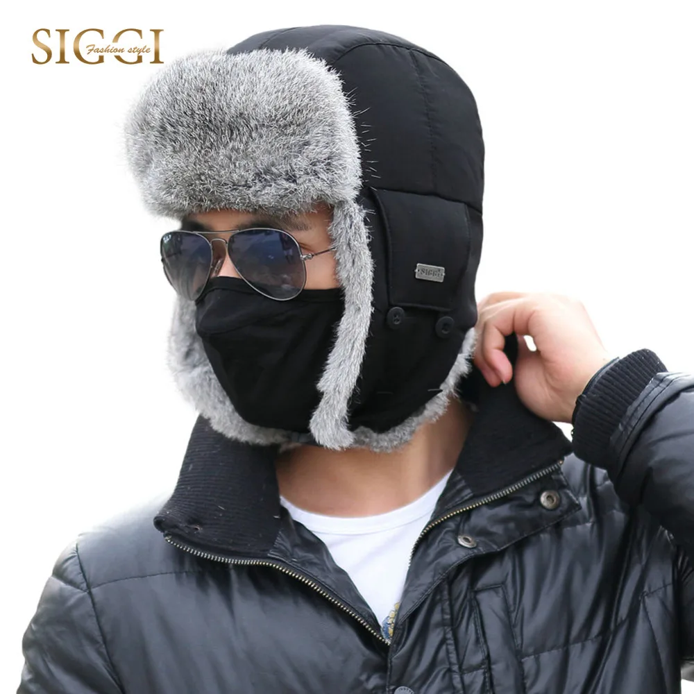 Mens Bomber Hats Trapper Ushanka Russian Ear flaps Waterproof Windproof