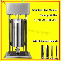 Сверхмощный ручной колбаса писака мясо наполнитель коммерческих 15L нержавеющая сталь Чуррос Машина