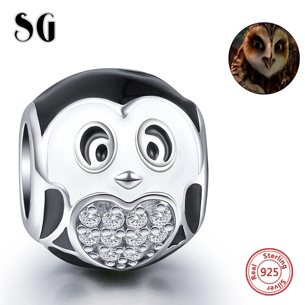 

New European charms sterling siver 925 black head penguin beads fit original European charm bracelet pendant diy jewelry Berloqu