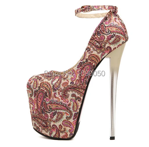 

Eur:35-40 Spring/Autumn 2016 fashion Ankle strap 19cm red bottom Crystal thin heels Single wedding shoes sexy Nightclub pumps