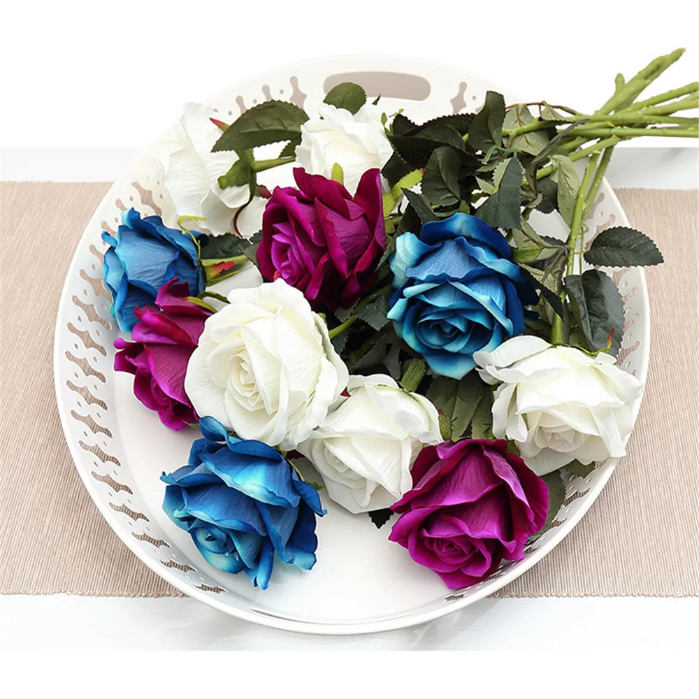 CRLEY 6pcs/lot silk rose artificial flowers high quality wedding decoration party home table accessories marriage fake Flower