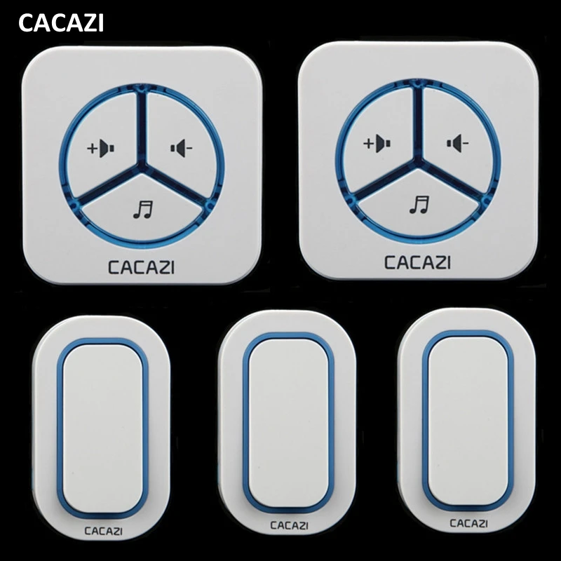 

CACAZI Waterproof Wireless Doorbell 280M Range with 48 Chimes Tone 6-Level Volume with 3 Push Button and 2 Receiver High Quality
