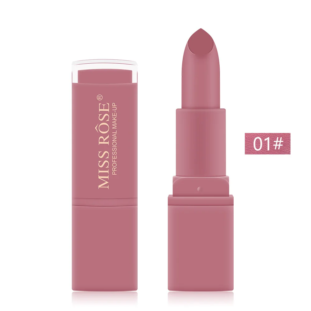 12 Miss Rose Brand Matte Lipstick Easy To Color Lipstick Long Lasting Sexy Red Lipstick Korean Fashion Vevet Lip Stick Cosmetics Brands Dark Purple