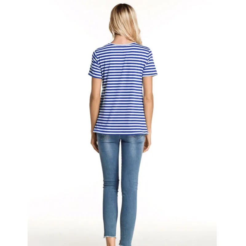 Summer Nursing Tops Maternity Clothes Striped Breastfeeding T-shirts Feeding Tees Pregnancy Tops For Pregnant Women Clothing