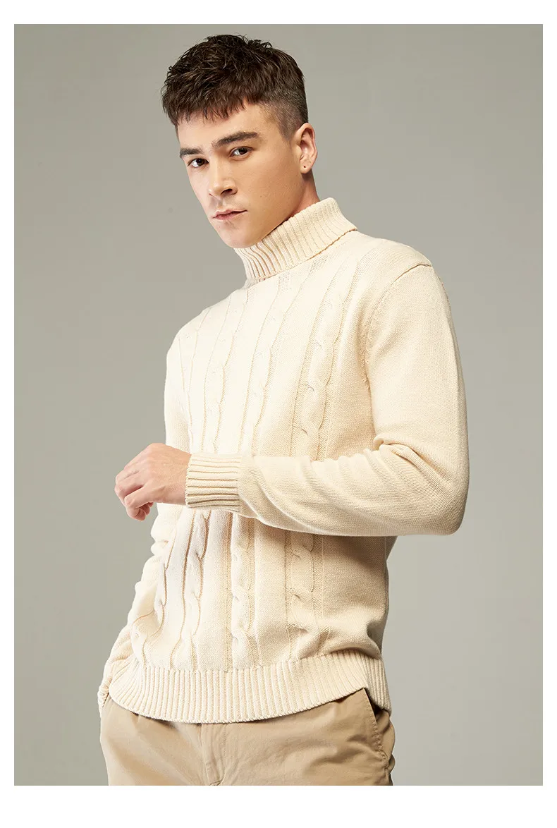 2019 Sweater Men Women Thick Cable-Knit Turtleneck Men Pullover Swaeters Autumn Winter High Quality Couples Sweater Male Female 01