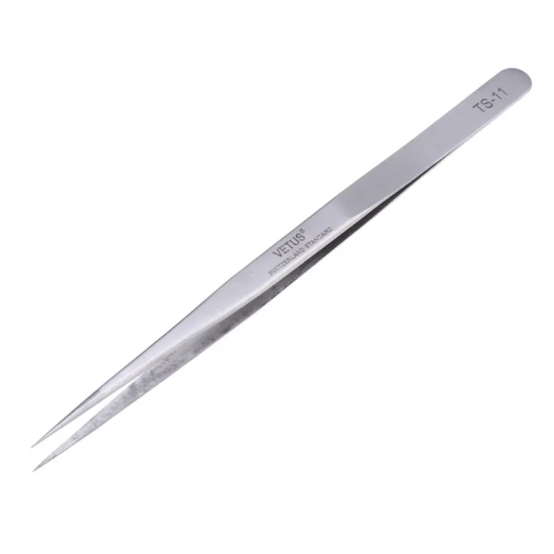 Precision Tweezers Tweezer Tool High Precision Tweezers Pinzette Forceps Stainless Steel Curved Straight VETUS Tweezer TS-11 TS-15