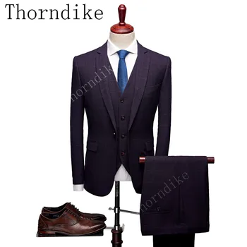 

2018 Men's Fashion Slim Suits Men's Business Casual Clothing Groomsman Three-piece Suit Blazers Jacket Pants Trousers Vest Sets