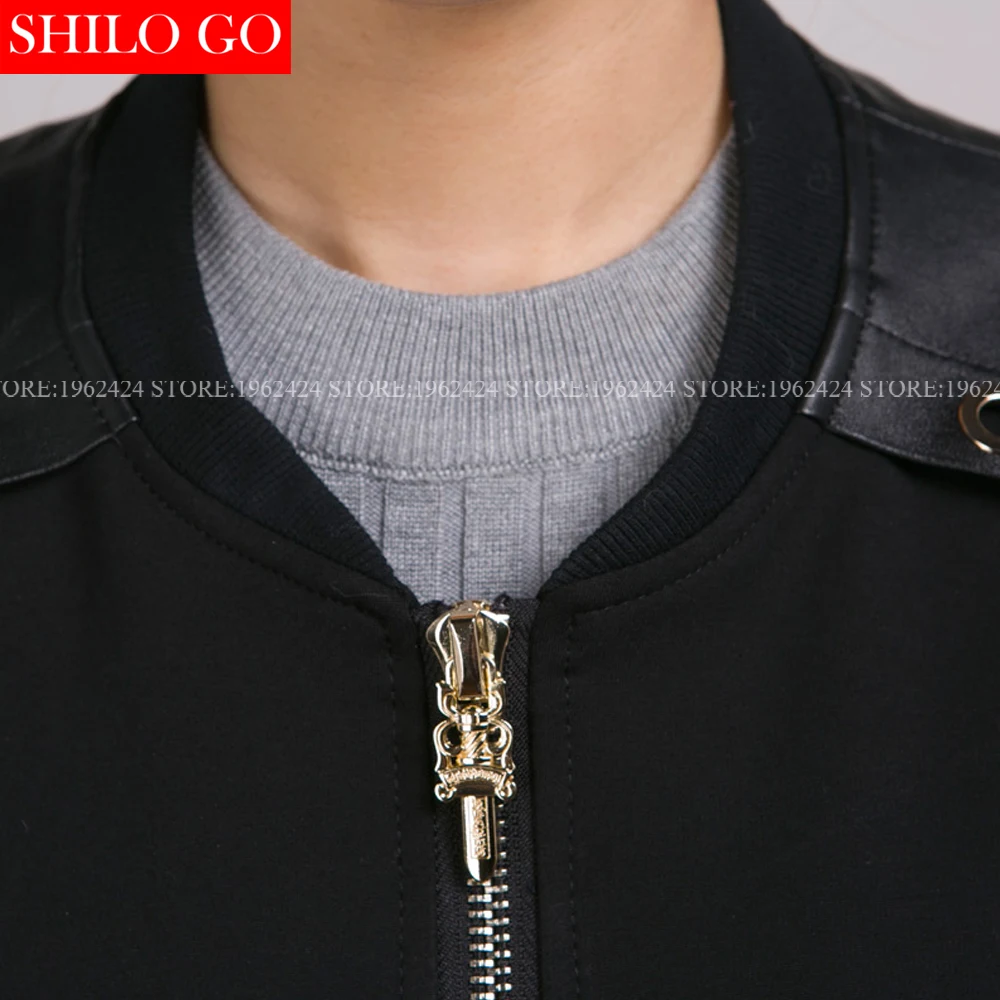 Carré Nouvelles Court 2017 Rivet Noir Qualité De Printemps Poches Couture Mode Veste Peau Mouton Automne Cuir Haute Rond En Col Femmes OOSw1q