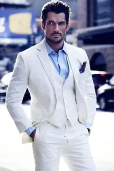 

Latest Coat Pant Design Ivory whitet Custom Made Wedding Suit for Men Tailor Groom Blazer Slim Fit Tuxedo 3 Piece Vestidos F