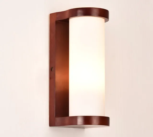 buy Chinese style red wood frame wall lamps Rustic white glass lampshade E27 LED lamp for porch amp;stairs amp;pavilion amp;bedroom XDBD004
