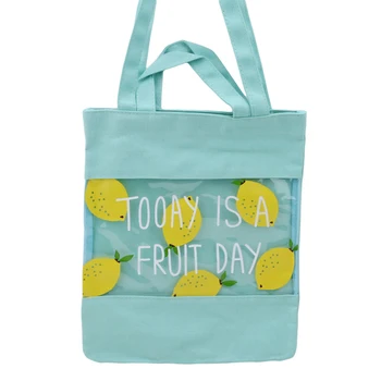 

Creative Canvas Handbag cartoon Fruit Printed Shoulder bag 2019 Female Large Capacity Beach Canvas Bag Tote Shopping Handbag