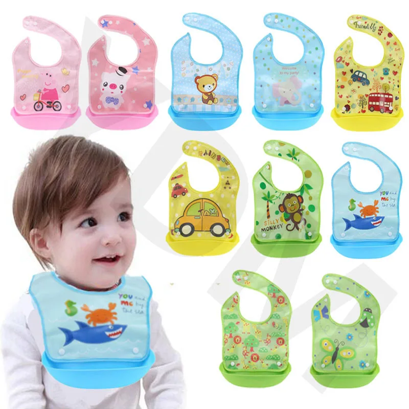 

1Pcs Baby Silicone Bibs baberos Waterproof Cute Animals Meals Pocket Bib Feeding Newborn Infant Functional Food bib bavoir