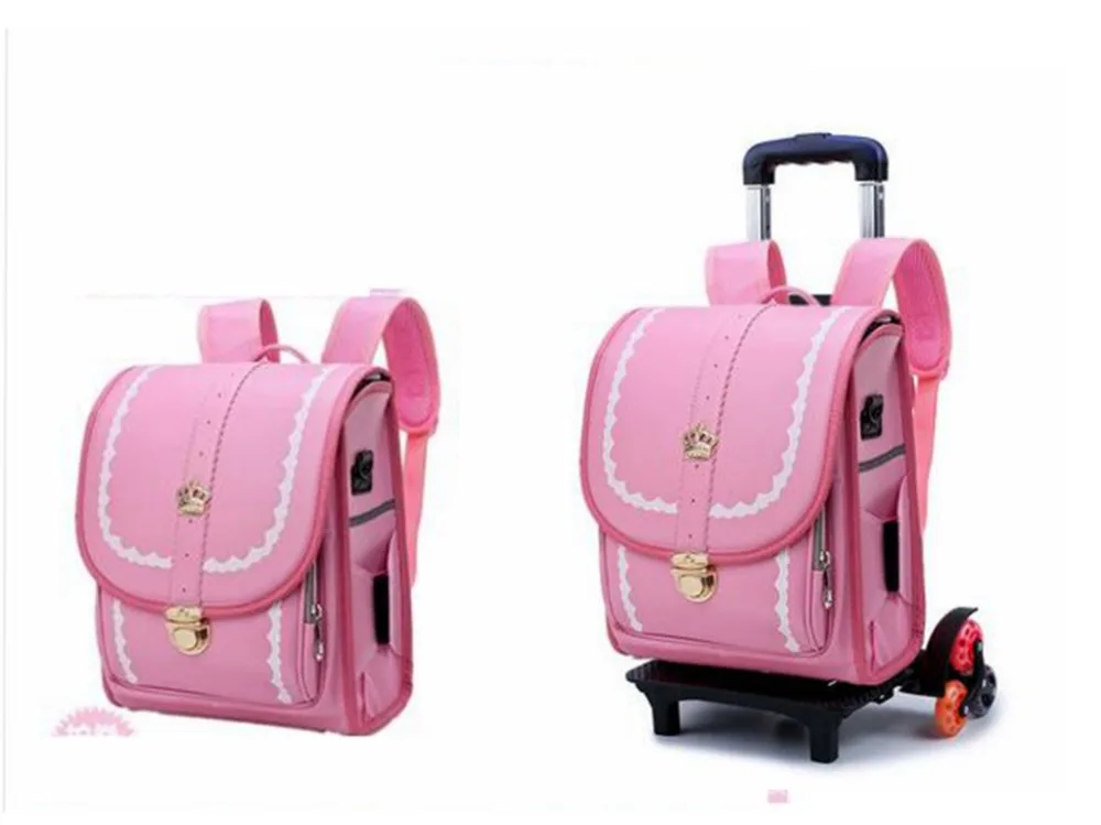 Japan School Backpack kid Orthopedic wheeled backpack Children PU Japanese trolley backpack Kids school backpack Bags on wheels 1
