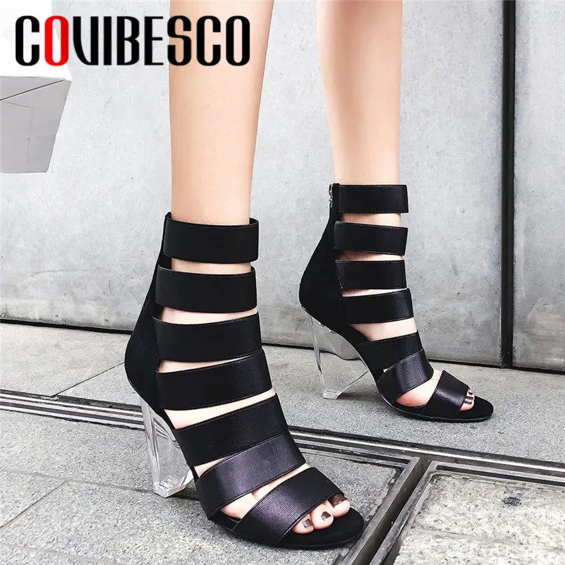 

COVIBESCO 2019 Summer New Peep Toe Strange Style Women Ankle Boots Hollow Stretch Fabric Zipper Pumps Night Club Shoes Woman