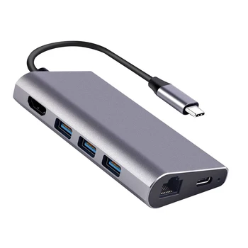 

New Arrival 8-in-1 USB HUB Multifunction Type C Hub USB-C Hub Type-C 4K Video HD Gigabit RJ45 Adapter SD/TF Card Reader