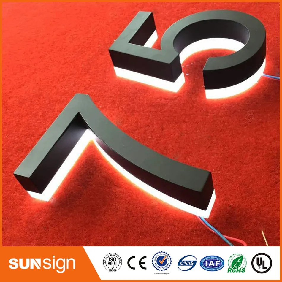 

Custom LED lighted stainless steel house numbers large