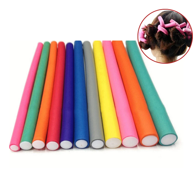 10 Pcs/Set Hair Curler Magic Air Hair Roller Curling Sticks Soft Foam Twist Flexi Rods Hair DIY Styling Tool Hairdresser