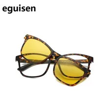 Ширина-143 TR, магнитный Набор, зеркальные очки для близорукости, Ретро стиль, для мужчин и женщин, поляризованные линзы, солнцезащитные очки, оправа для очков 2201