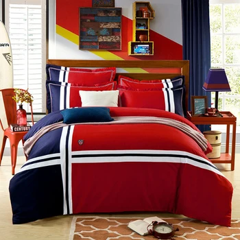 

Simple Fashion National Flag Pattern Pure Cotton Duvet Cover Sheet Set Reactive Printing European and American Style Bedding Set