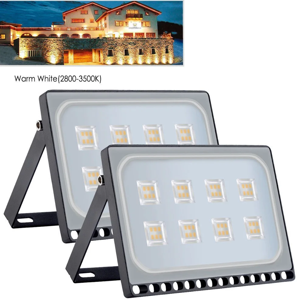 2pcs Ultraslim 50W LED Floodlight Outdoor Security Lights 110V Warm white Waterproof IP65