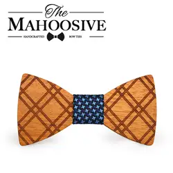 Европейский и американский галстук-бабочка, шерстяная ткань, полосатый деревянный галстук-бабочка галстук