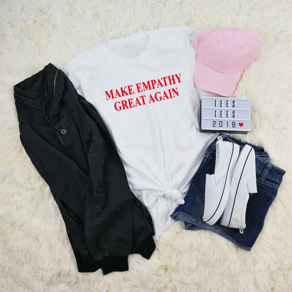 Make empathy great agrey t-shirt political equal rights feminist shirt tumblr модная футболка в стиле tumblr Эстетическая тканевая футболка Топы в готическом стиле