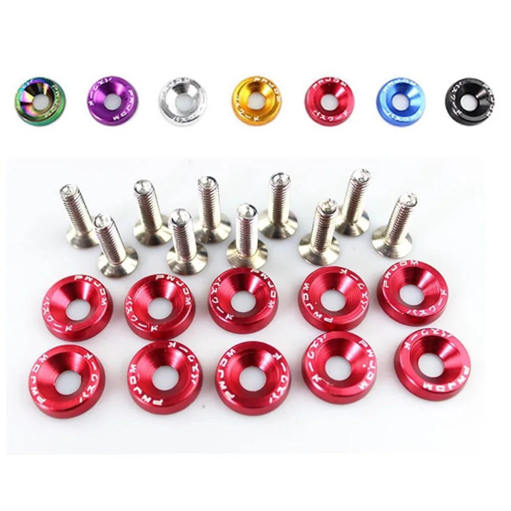 

10PCS M6 JDM Car Modified Hex Fasteners Fender Washer Bumper Engine Concave Screws