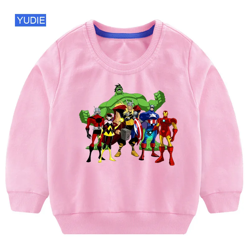 

Girl Sweatshirts Superhero Iron Man Thor Hulk Captain America Spiderman Boy Printing Long-sleeved Leisure on Vacation Sweatshirt