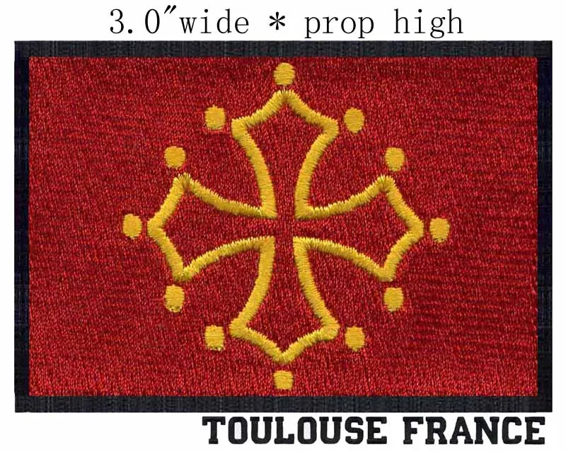 

Toulouse, France Flag 3"wide embroidery patch for yellow flowers/iron on backing/for cloth