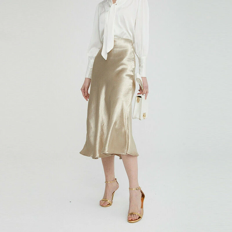 mid length satin skirts 2019