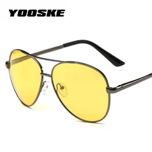 YOOSKE, очки ночного видения, очки, мужские, поляризационные, для вождения, солнцезащитные очки, женские, Ретро стиль, сплав, оправа, желтые, солнцезащитные очки для темного водителя