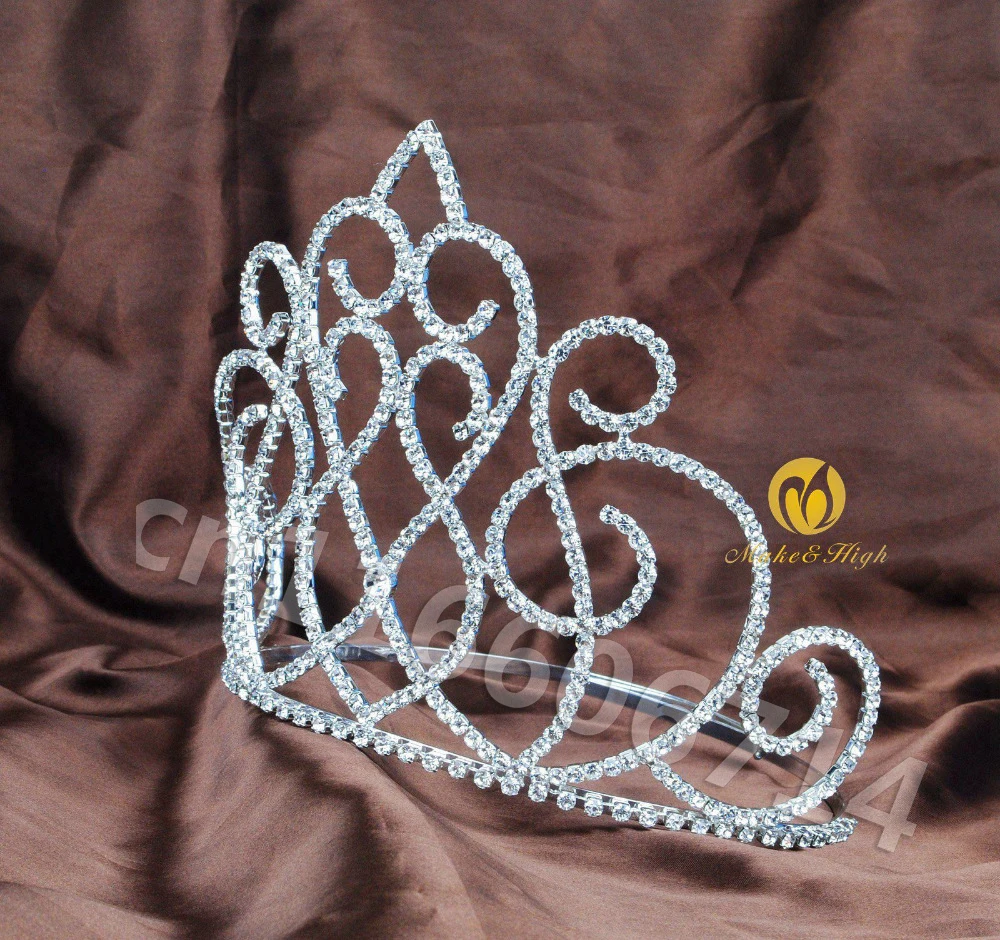 19cm High Large Full Crystal Wedding Bridal Party Pageant Prom Tiara Crown Combs 